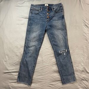 J Crew Vintage Straight Jeans Women's 29 Button Fly Medium Wash Classic
